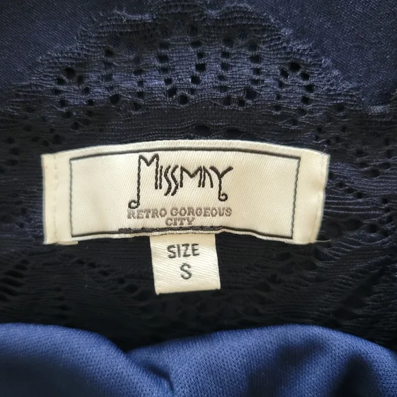 Skater Navy Lace Dress Missmay Retro Sz.S - Picture 6 of 6